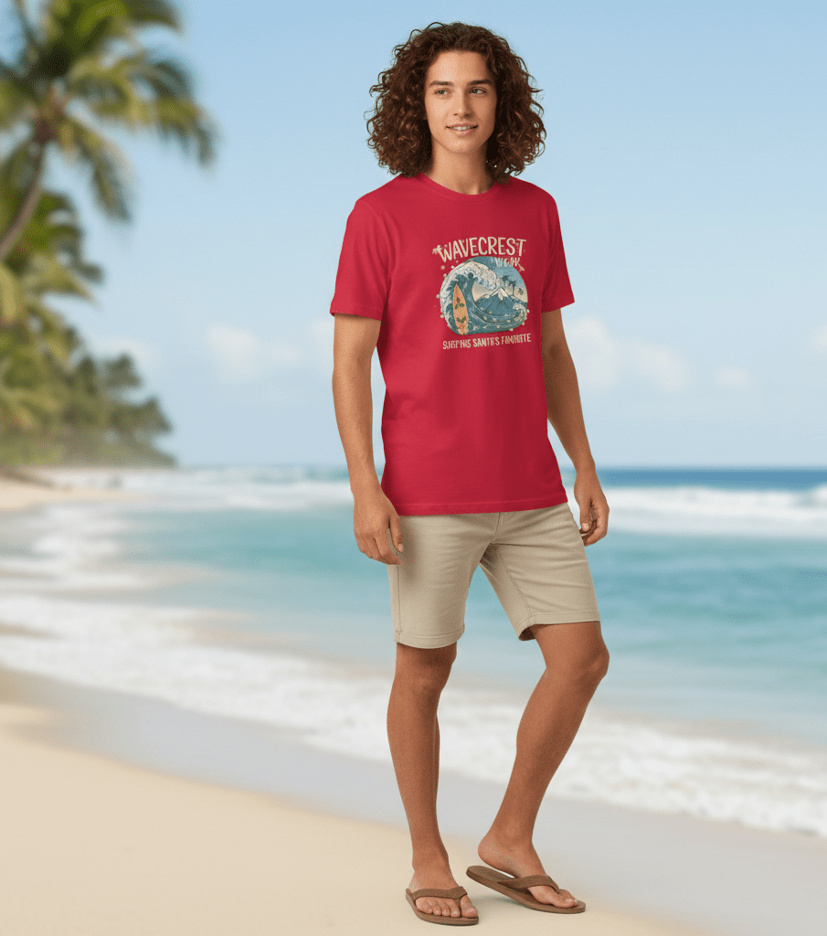 Unisex Christmas Santa surfing Favourite classic T Shirt - Wave Crest Wear