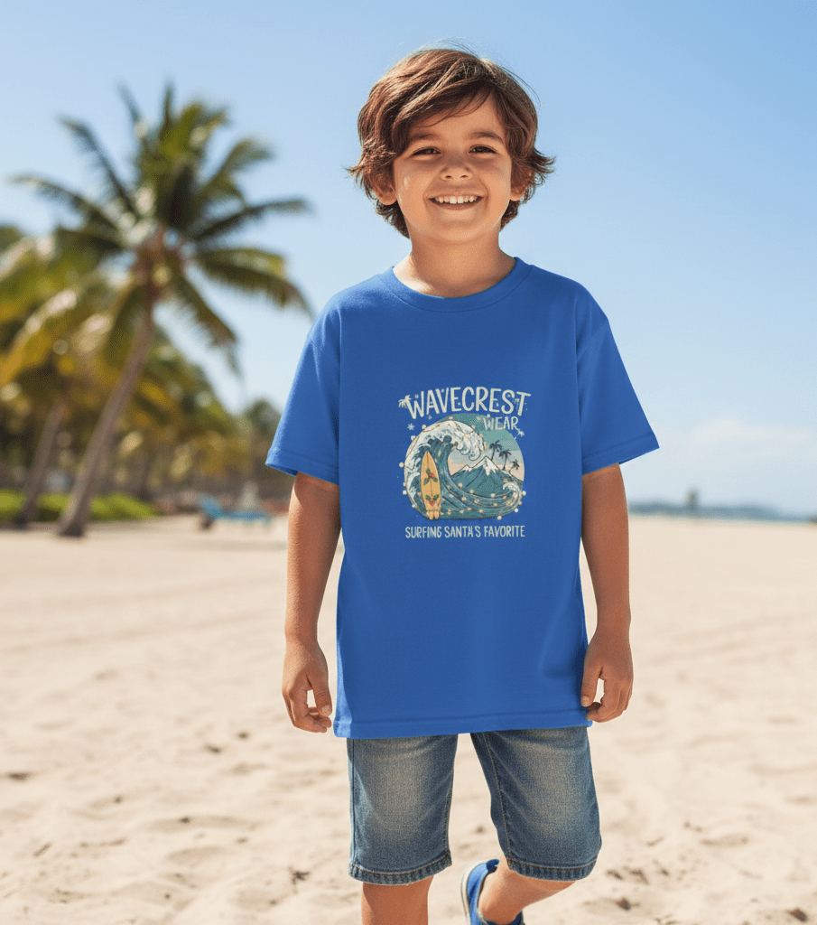 Youth Kids Wavecrest wear christmas santa favourite t-shirt - Wave Crest Wear