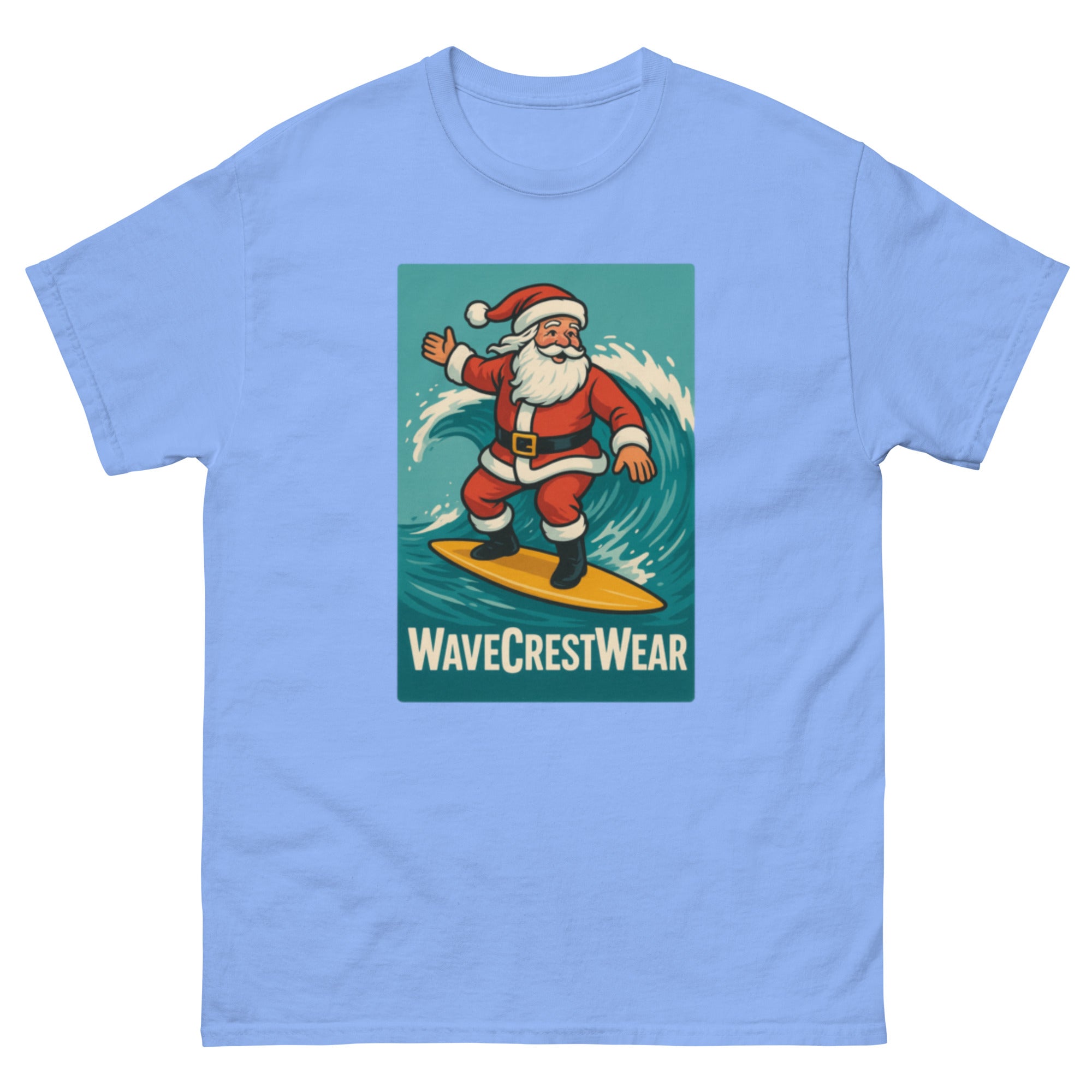 Limited Edition Wavecrest wear Santa on a Surfboard Unisex classic T Shirt - Wave Crest Wear