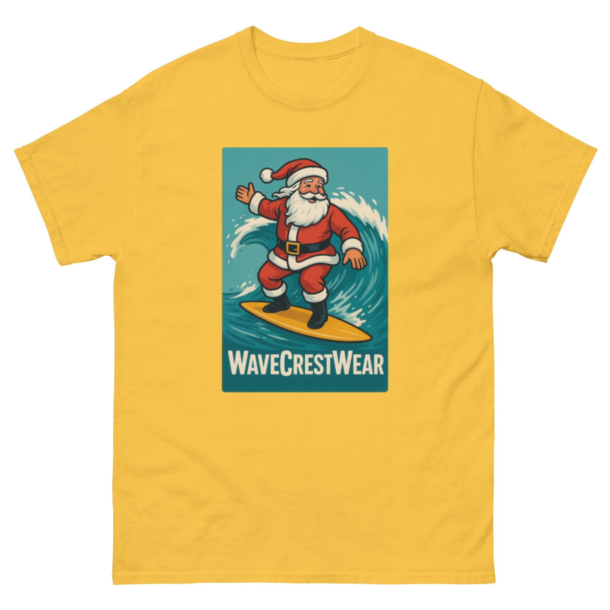 Limited Edition Wavecrest wear Santa on a Surfboard Unisex classic T Shirt - Wave Crest Wear