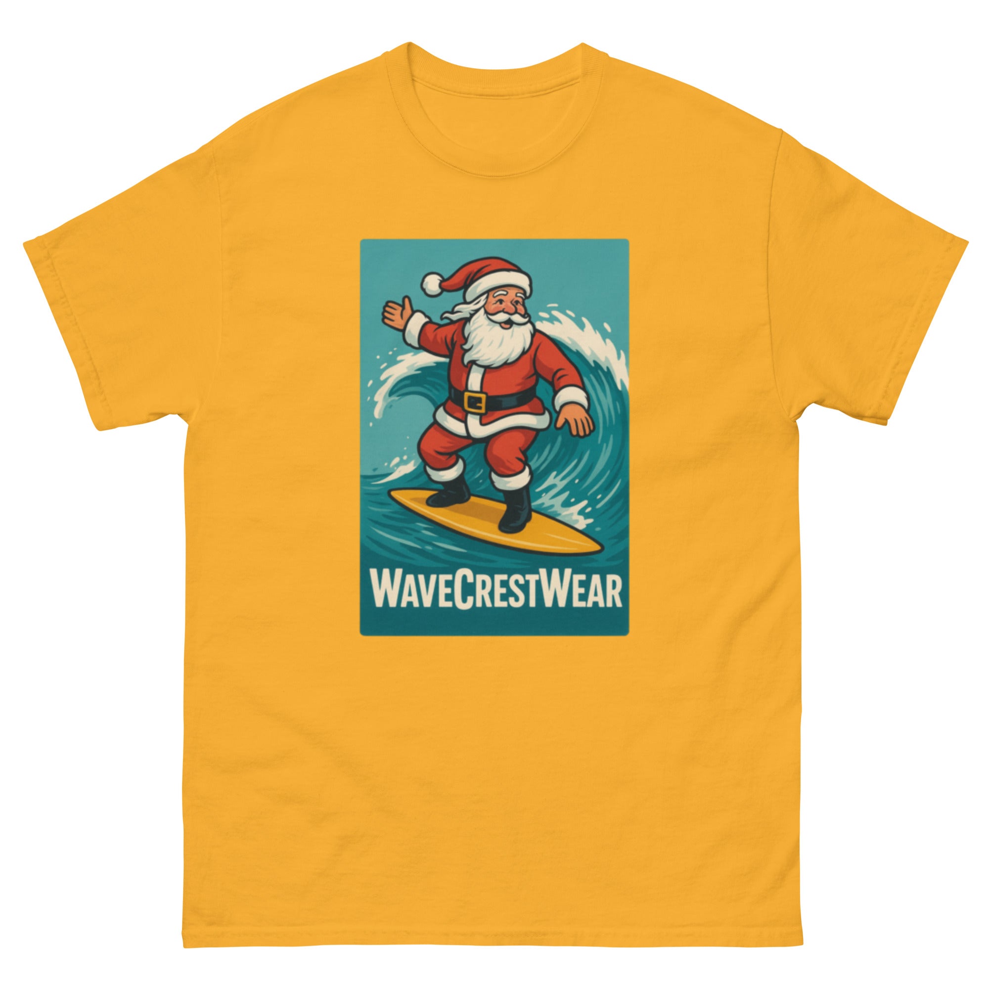 Limited Edition Wavecrest wear Santa on a Surfboard Unisex classic T Shirt - Wave Crest Wear