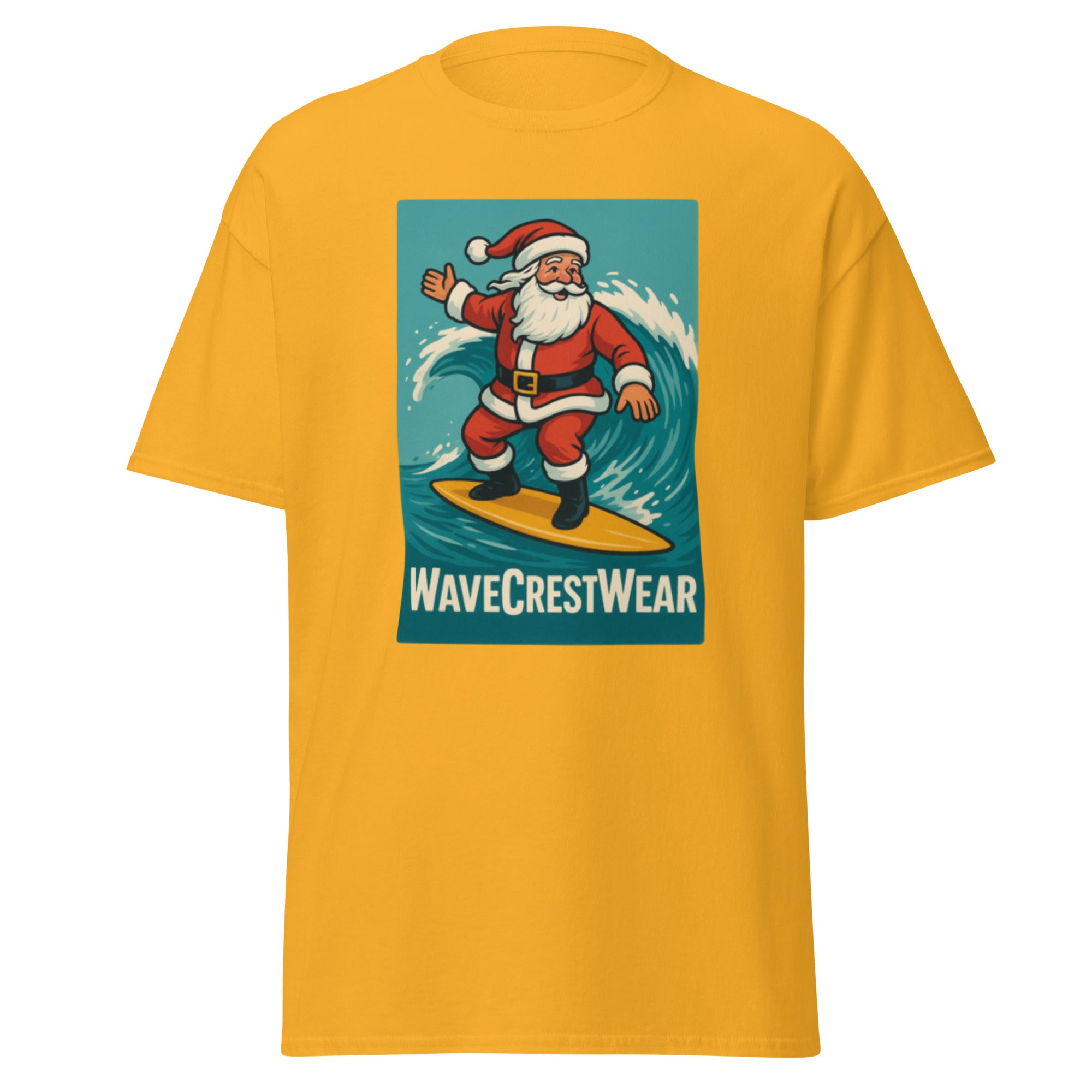 Limited Edition Wavecrest wear Santa on a Surfboard Unisex classic T Shirt - Wave Crest Wear