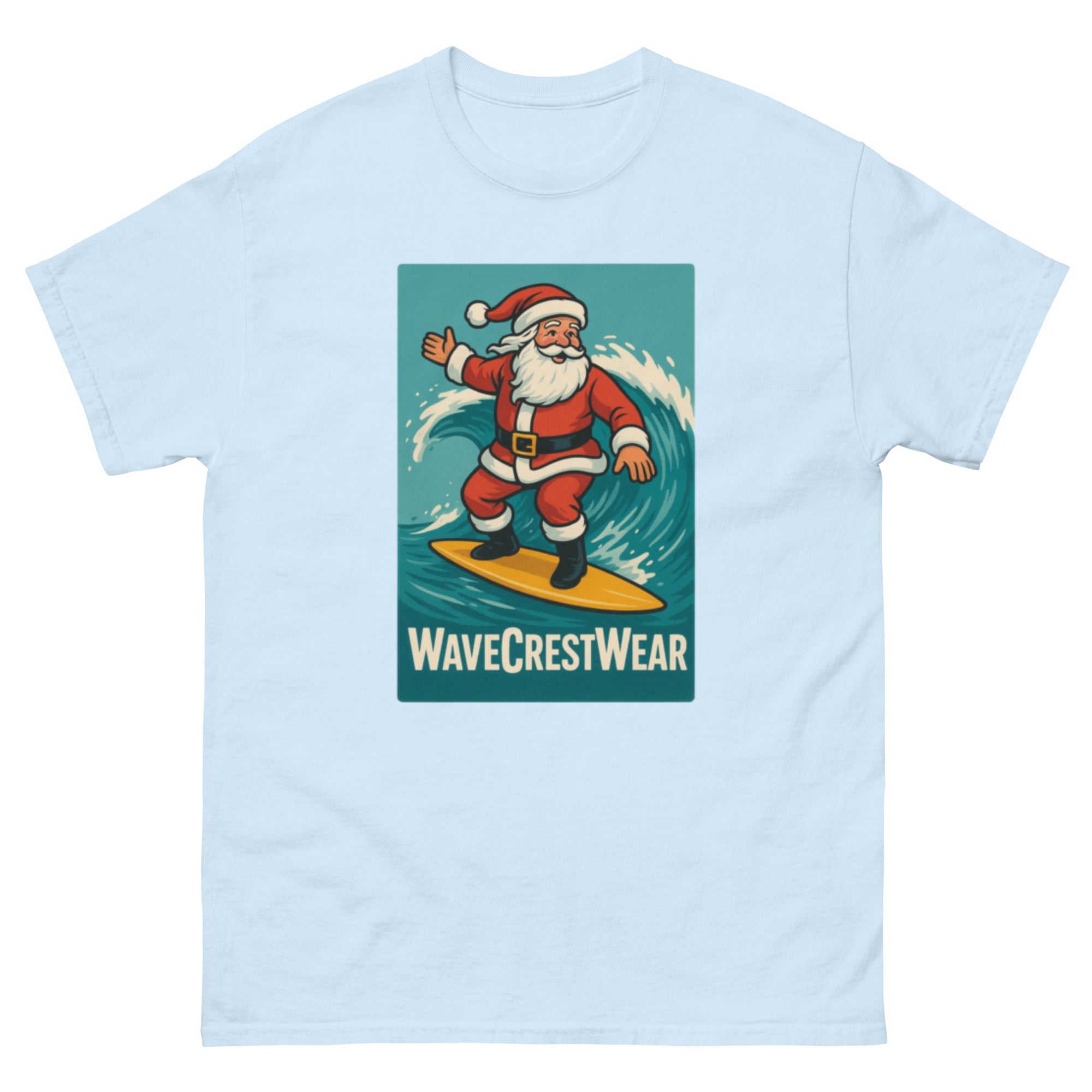 Limited Edition Wavecrest wear Santa on a Surfboard Unisex classic T Shirt - Wave Crest Wear
