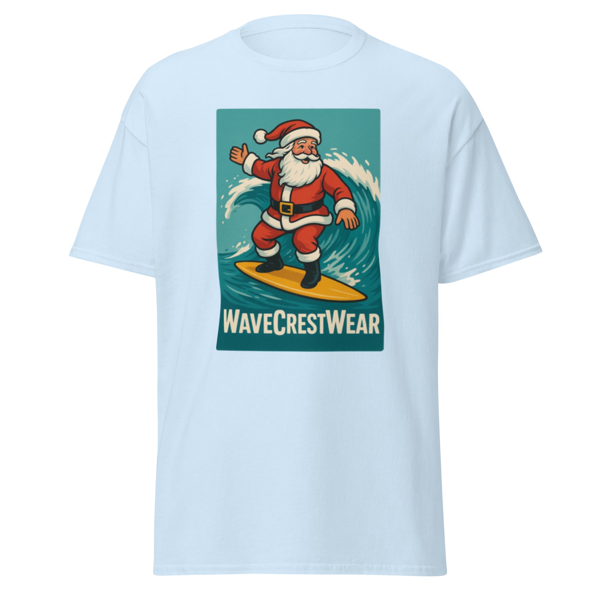 Limited Edition Wavecrest wear Santa on a Surfboard Unisex classic T Shirt - Wave Crest Wear