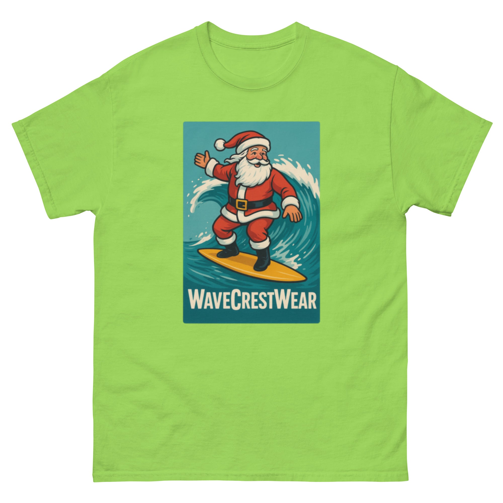 Limited Edition Wavecrest wear Santa on a Surfboard Unisex classic T Shirt - Wave Crest Wear