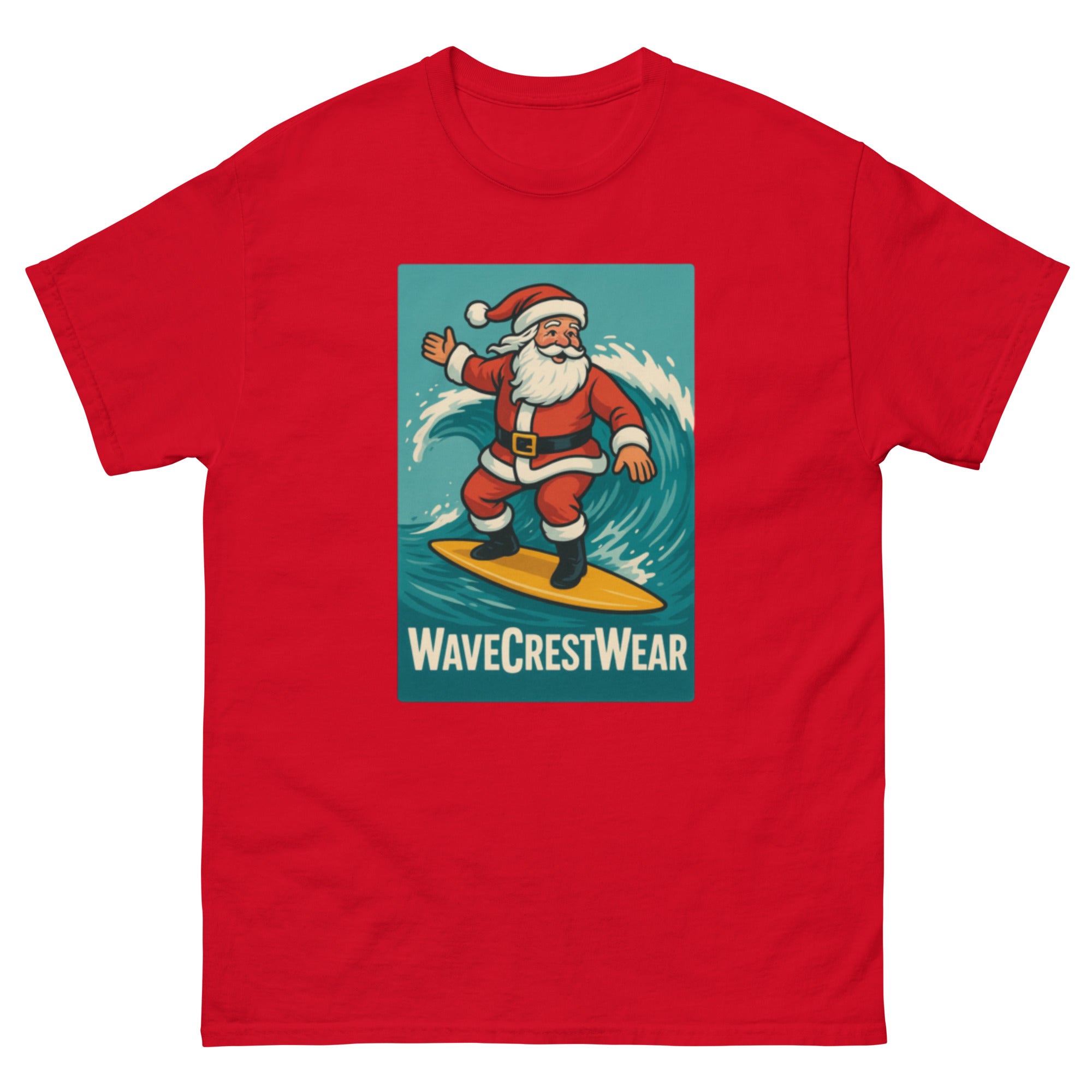 Limited Edition Wavecrest wear Santa on a Surfboard Unisex classic T Shirt - Wave Crest Wear