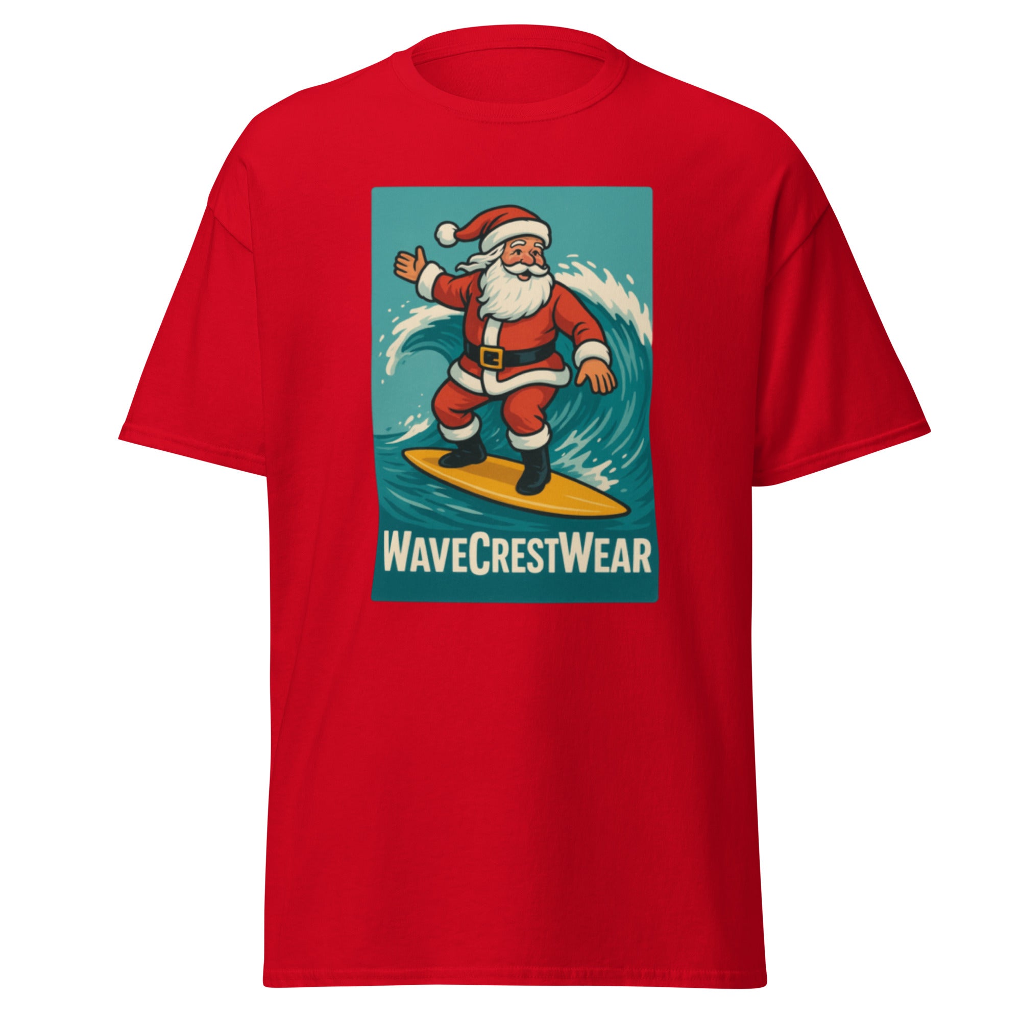 Limited Edition Wavecrest wear Santa on a Surfboard Unisex classic T Shirt - Wave Crest Wear