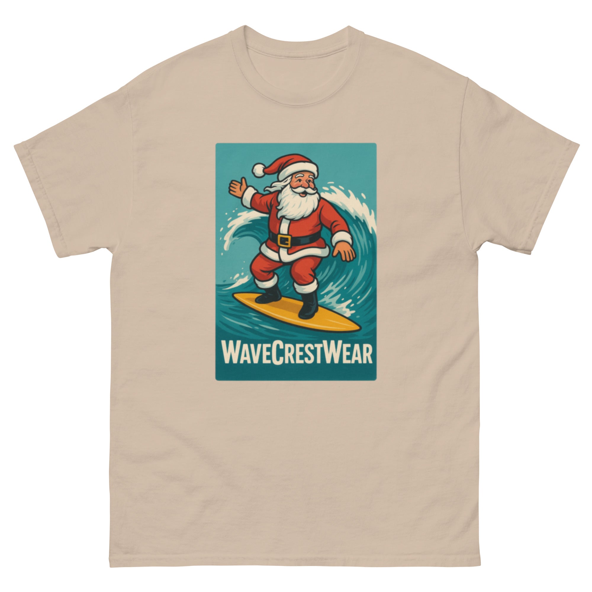 Limited Edition Wavecrest wear Santa on a Surfboard Unisex classic T Shirt - Wave Crest Wear