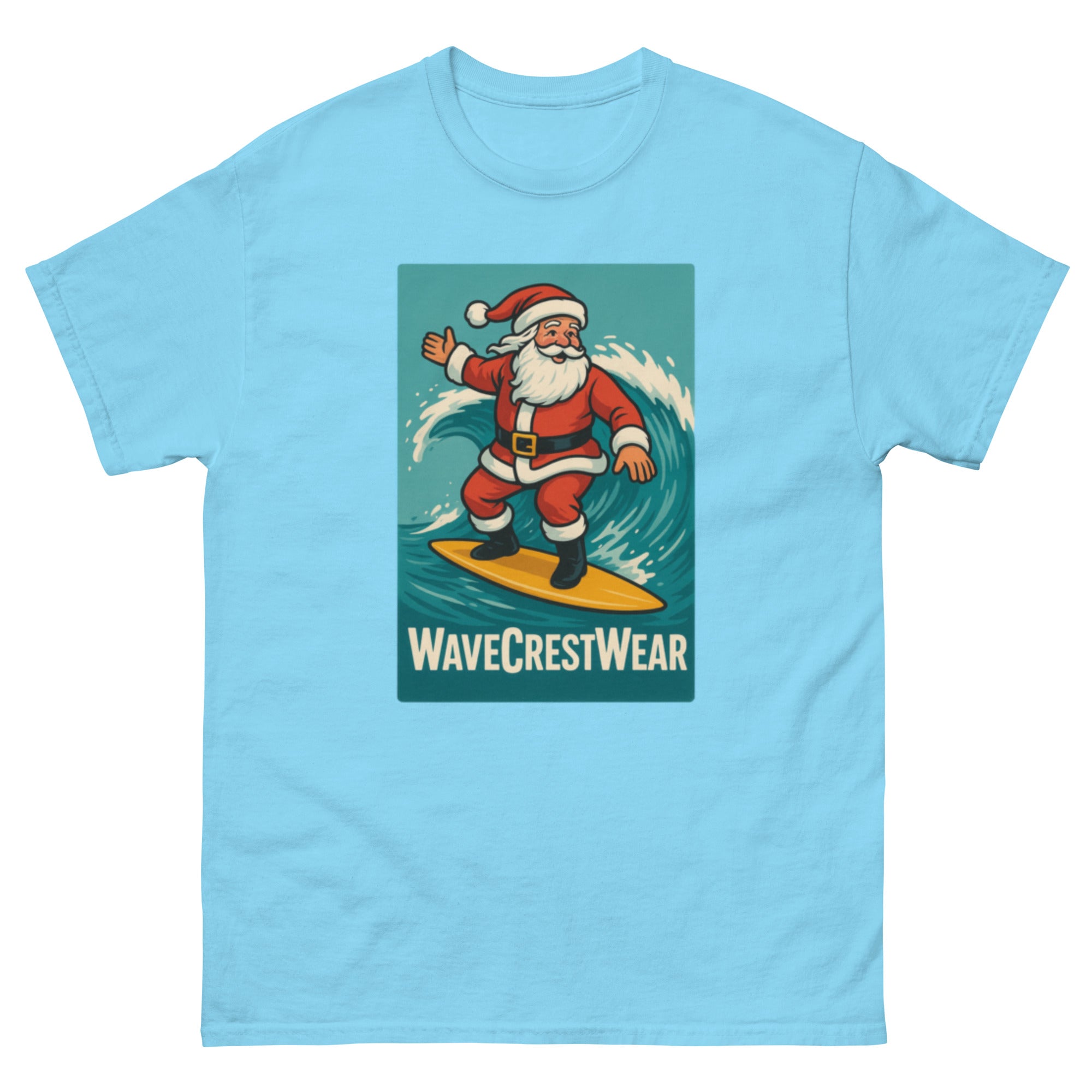 Limited Edition Wavecrest wear Santa on a Surfboard Unisex classic T Shirt - Wave Crest Wear