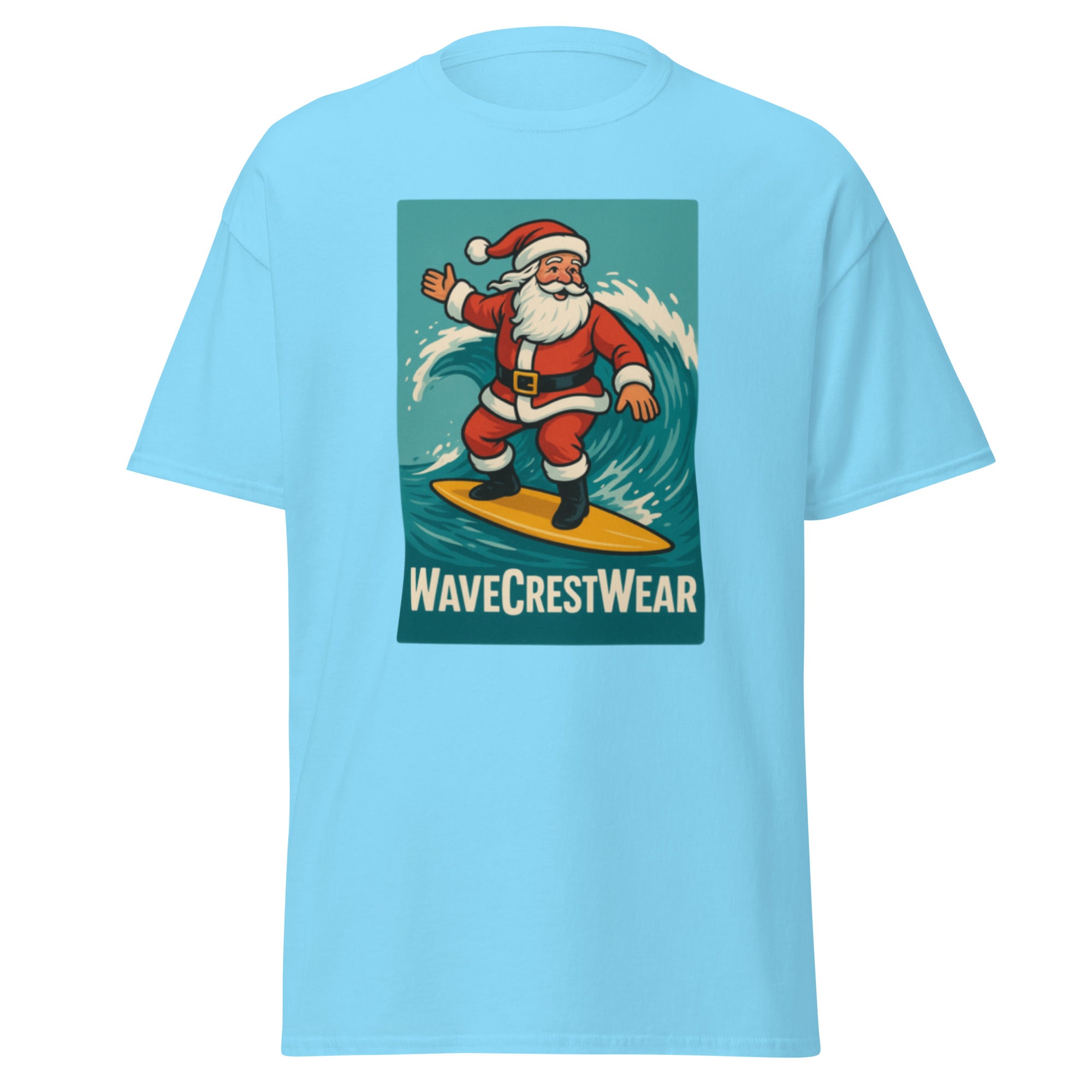 Limited Edition Wavecrest wear Santa on a Surfboard Unisex classic T Shirt - Wave Crest Wear
