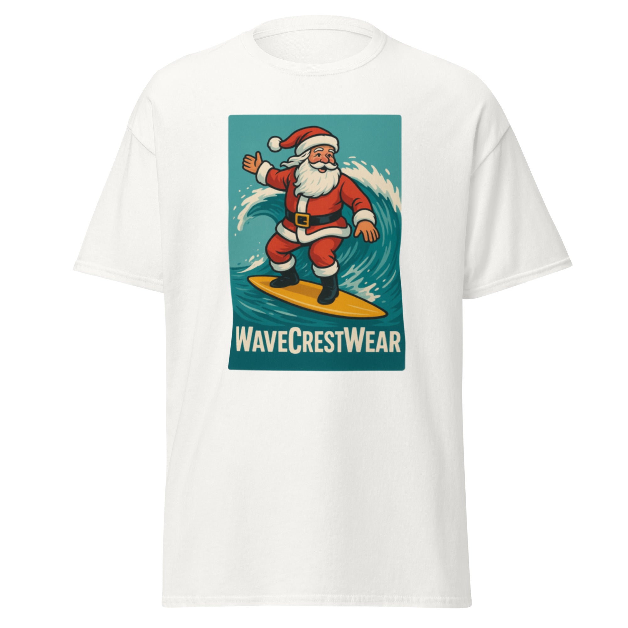 Limited Edition Wavecrest wear Santa on a Surfboard Unisex classic T Shirt - Wave Crest Wear