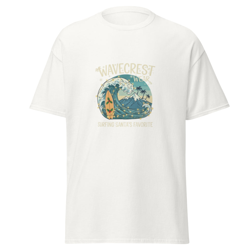 Unisex Christmas Santa surfing Favourite classic T Shirt - Wave Crest Wear