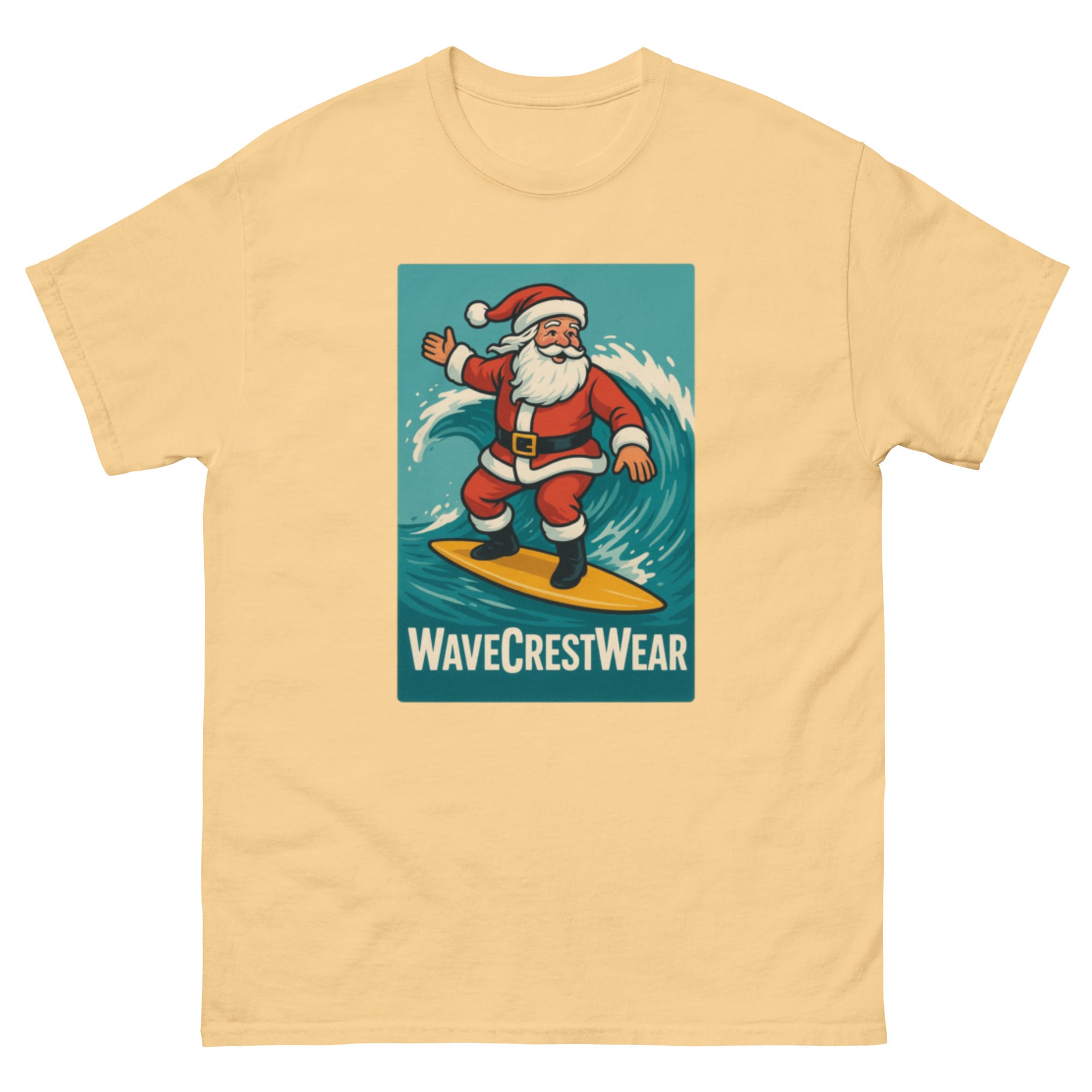 Limited Edition Wavecrest wear Santa on a Surfboard Unisex classic T Shirt - Wave Crest Wear