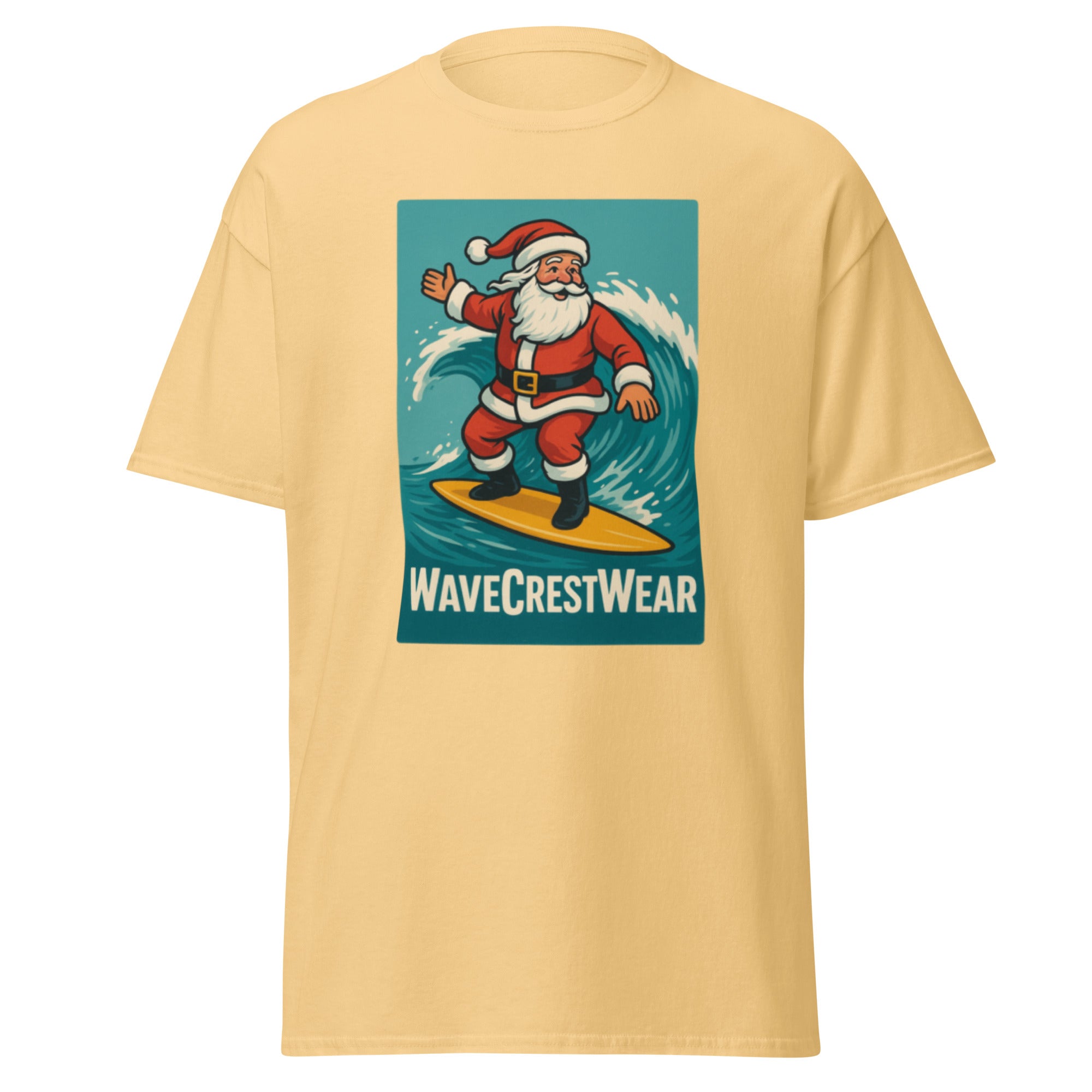 Limited Edition Wavecrest wear Santa on a Surfboard Unisex classic T Shirt - Wave Crest Wear